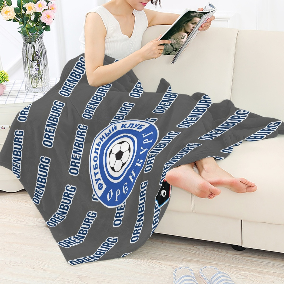 FC Orenburg Blanket Throw - Orenburg Football Club Medley Monogram Wordmark