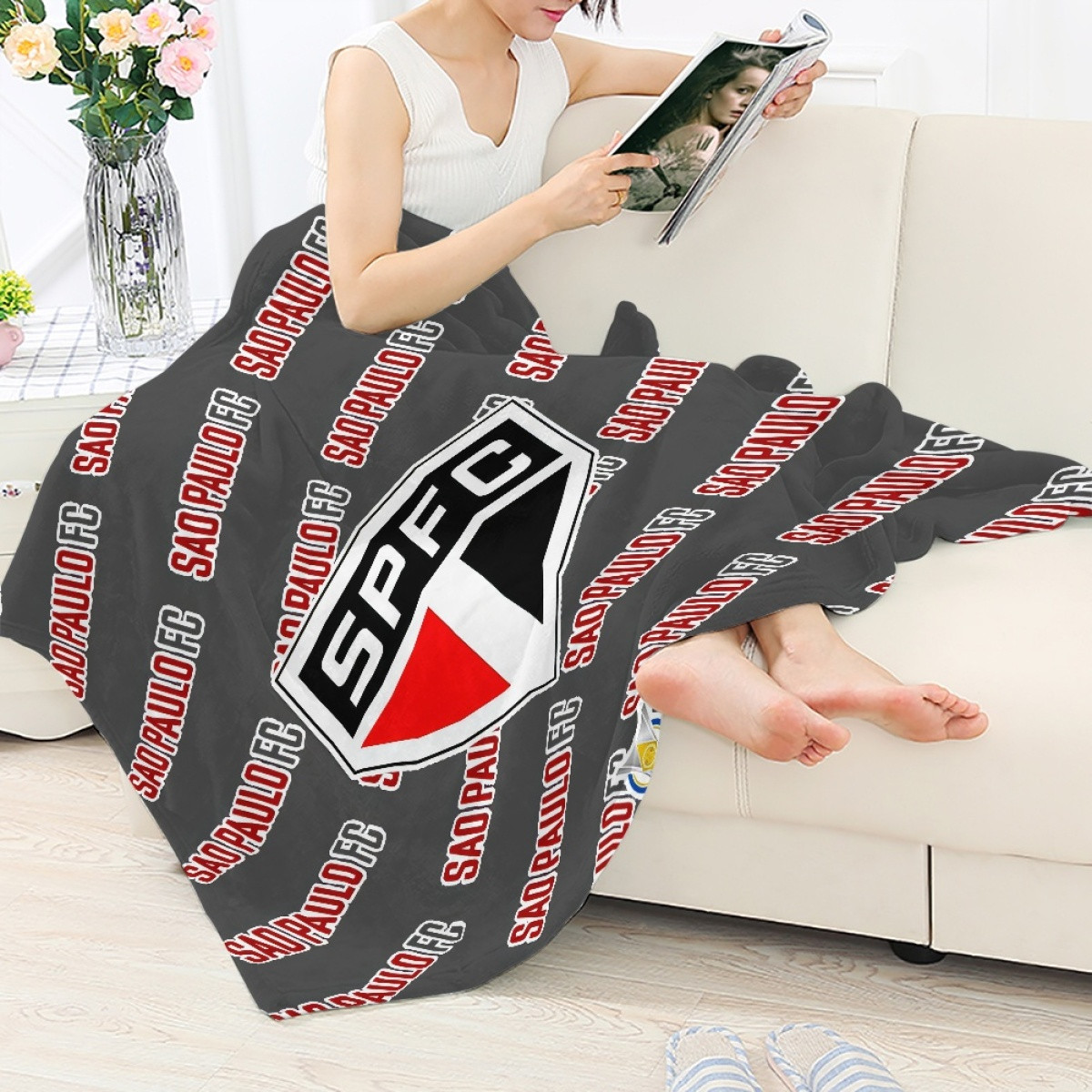 Sao Paulo FC Blanket Throw - Sao Paulo FC Football Club Medley Monogram Wordmark