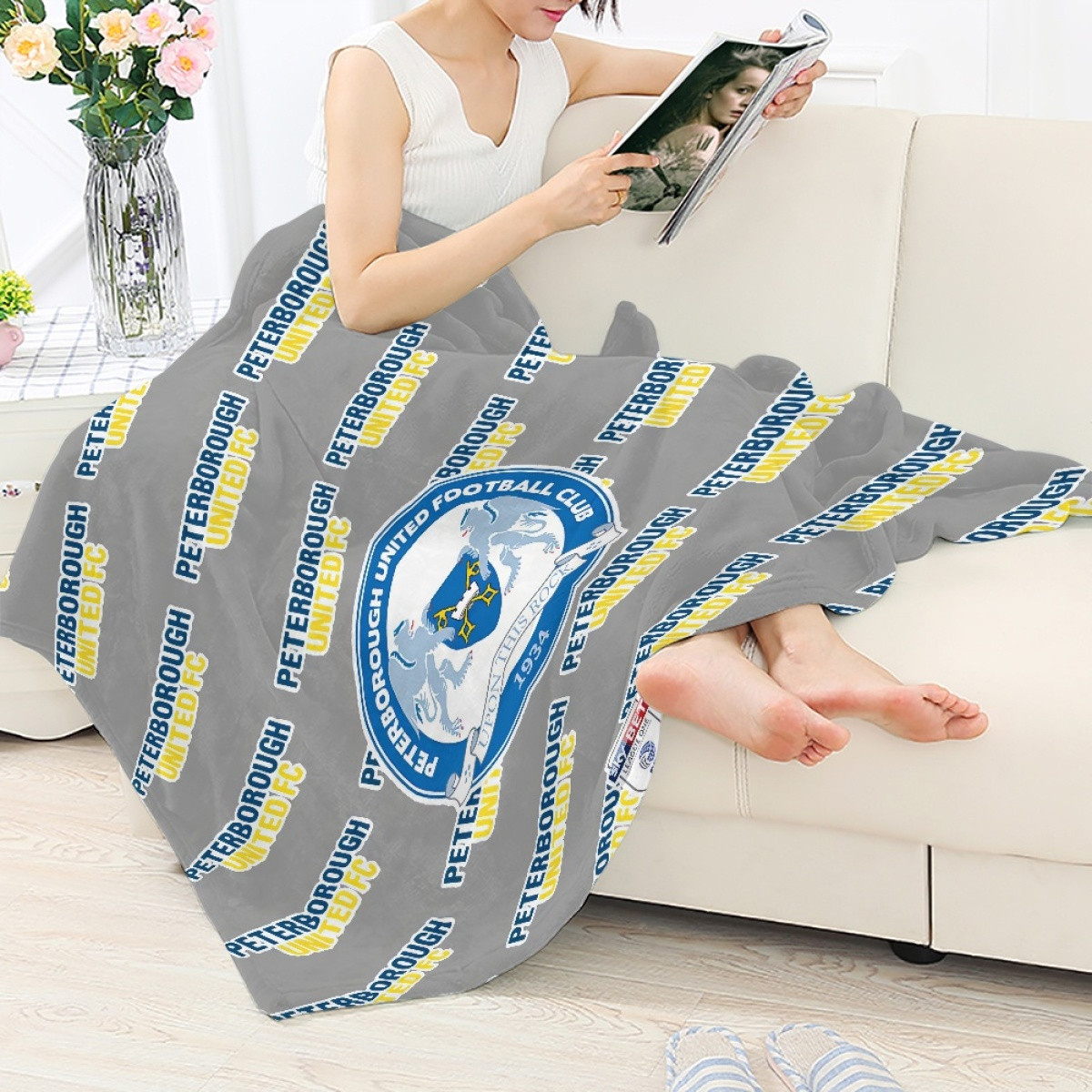 Peterborough United FC Blanket Throw - Peterborough Football Club Medley Monogram Wordmark