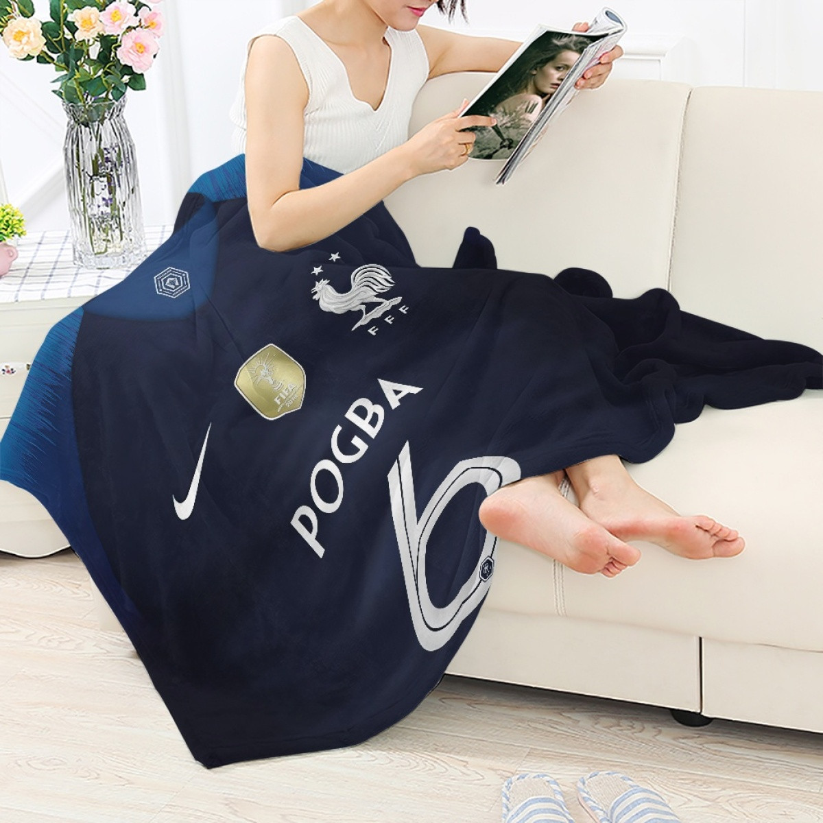 Paul Pogba Blanket Throw - Paul Pogba France National Football Team No. 6 Jersey