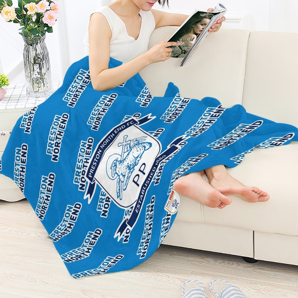 Preston North End FC Blanket Throw - Preston Football Club Medley Monogram Wordmark