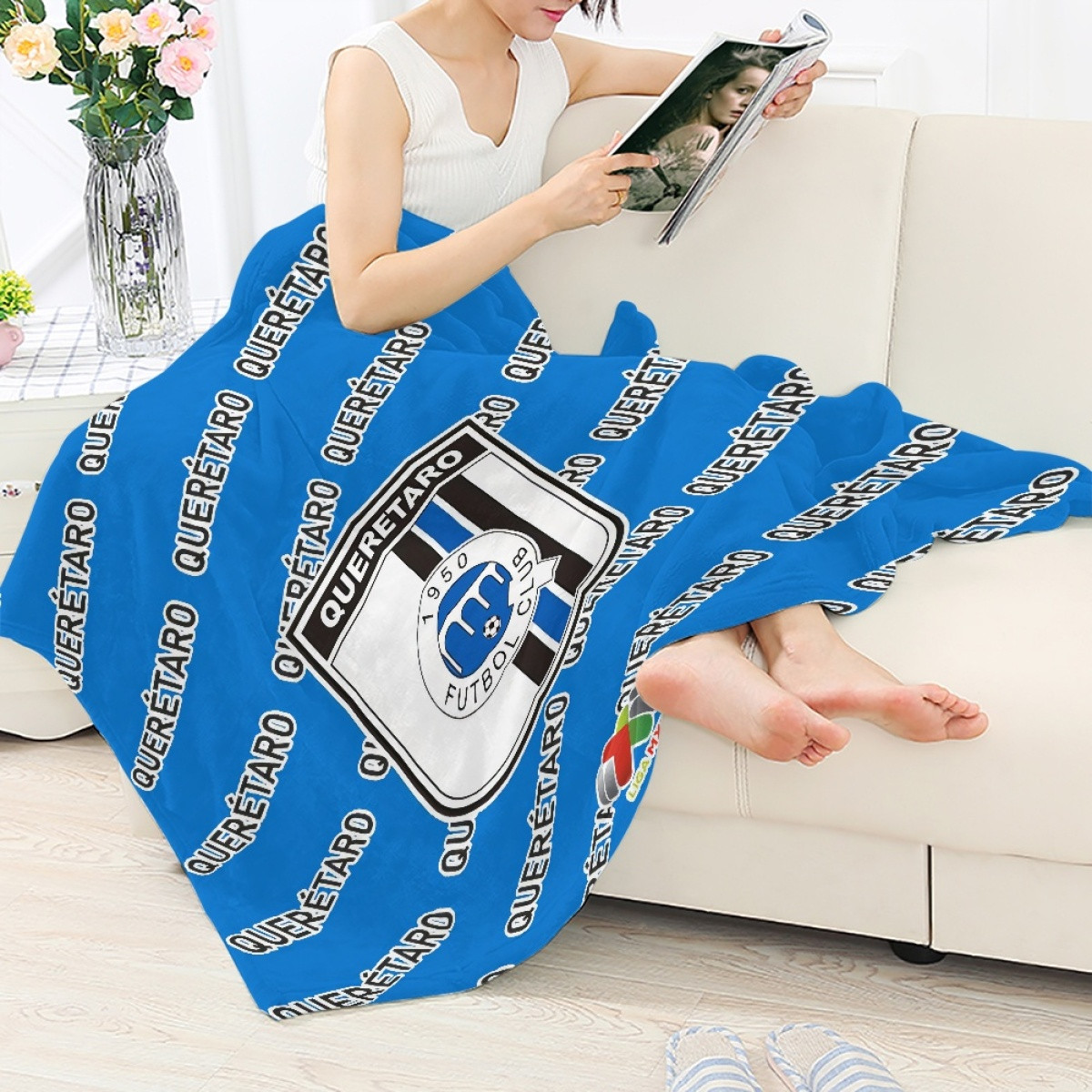Queretaro FC Blanket Throw - Queretaro Football Club Medley Monogram Wordmark
