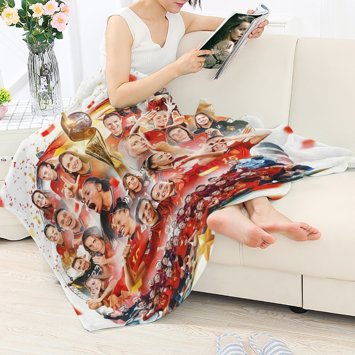 Spain Women National Team World Cup Blanket Throw - Trophy 2023 Team Poster