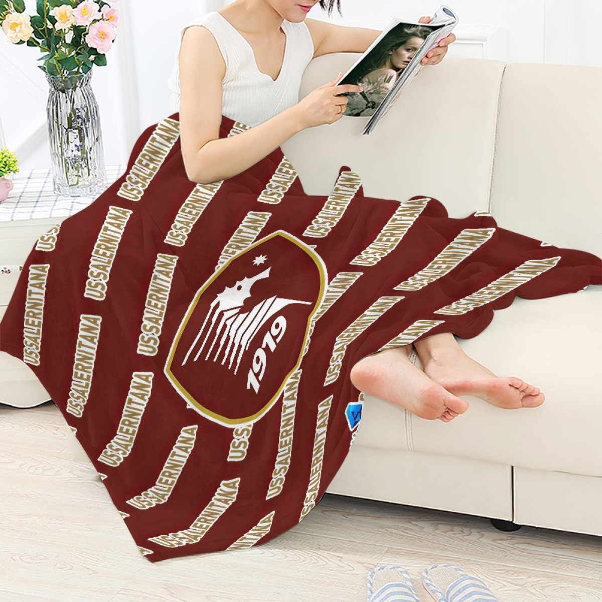 US Salernitana 1919 Football Club Blanket Throw - Salernitana Football Club Medley Monogram Wordmark