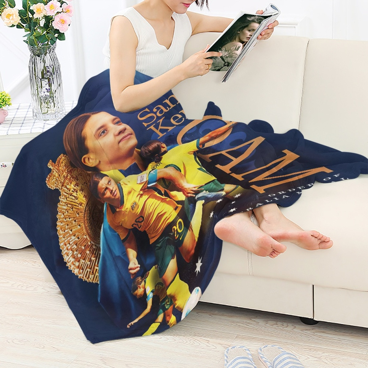 Sam Kerr Blanket Throw - Sam Kerr Australia Women's National Football Medal Of the Order Award Poster