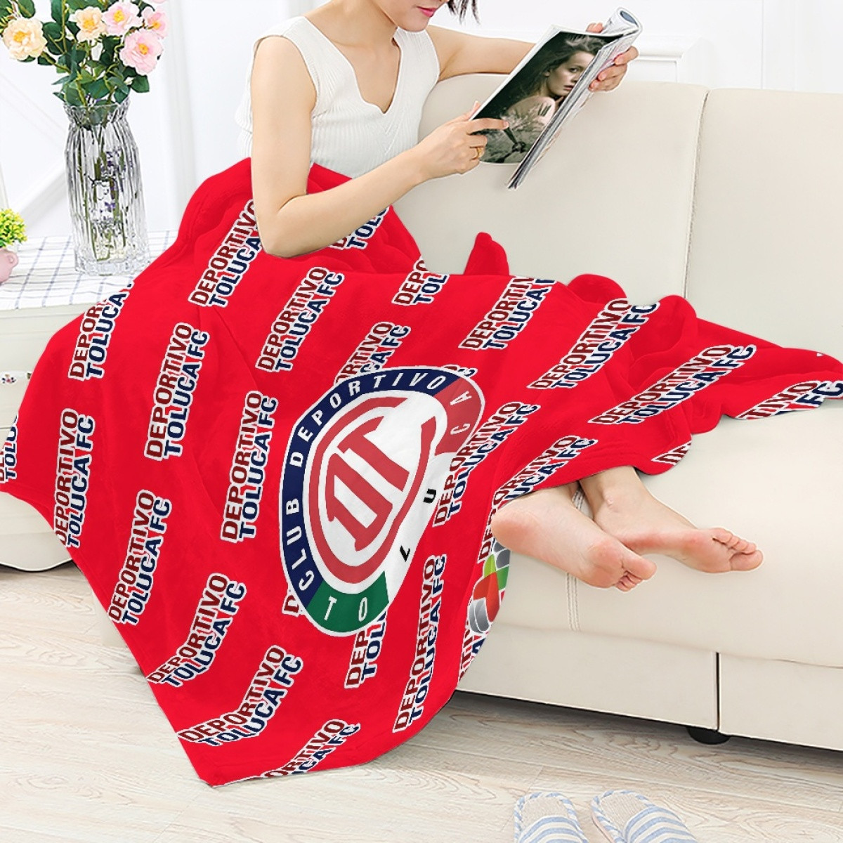 Deportivo Toluca FC Blanket Throw - Toluca Football Club Medley Monogram Wordmark
