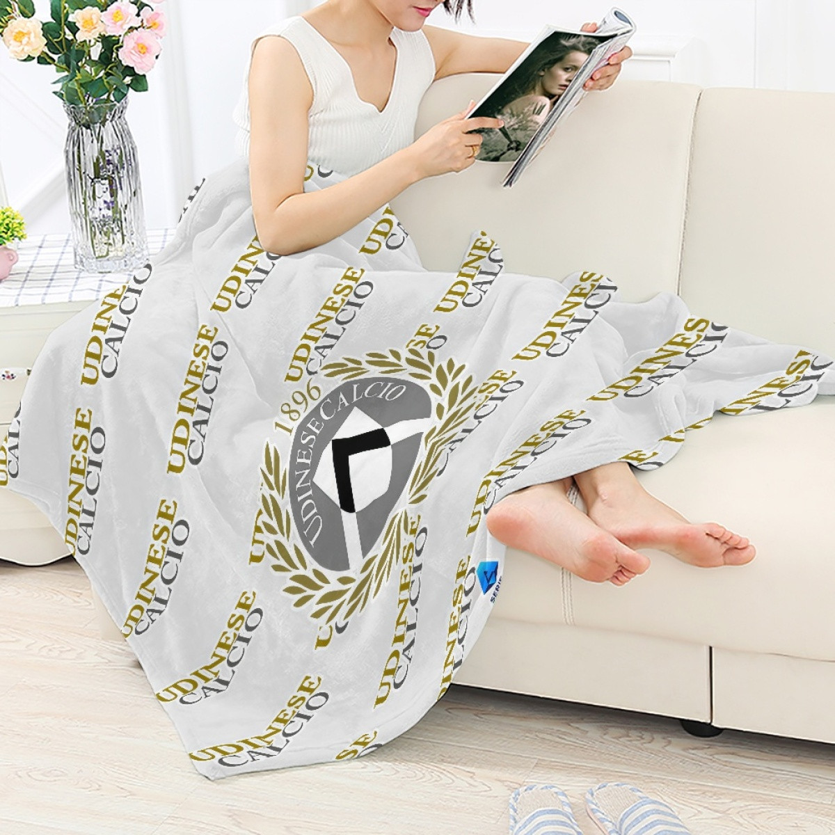 Udinese Calcio Football Club Blanket Throw - Udinese Football Club Medley Monogram Wordmark