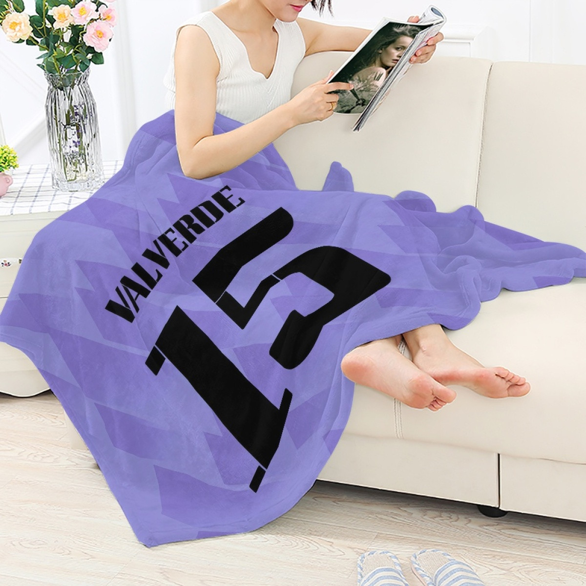 Federico Valverde Blanket Throw - Federico Valverde Real Madrid CF No. 15 Jersey
