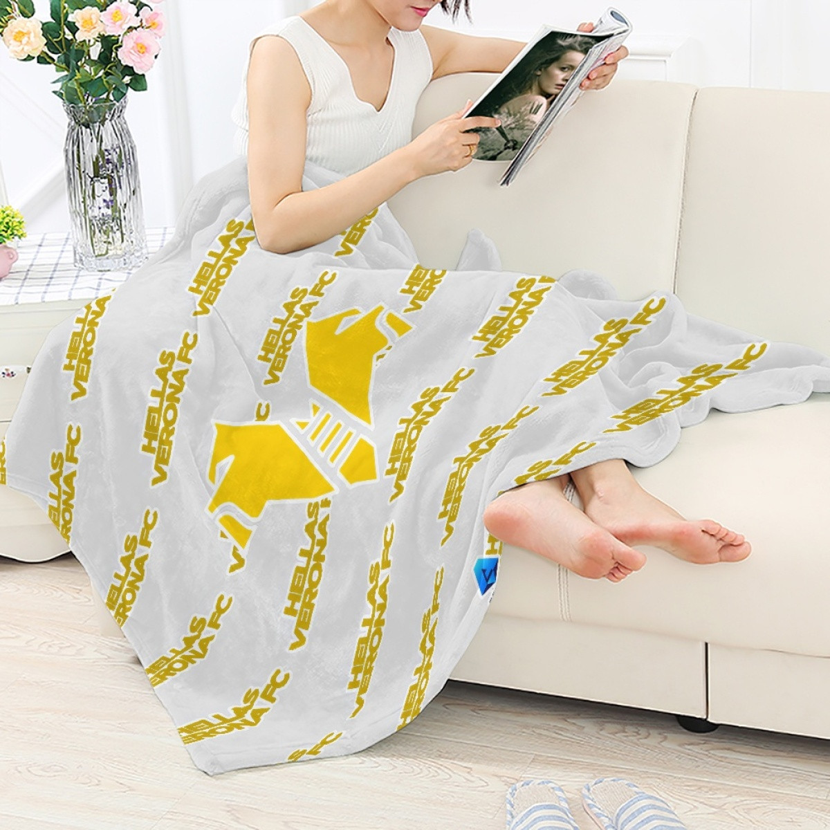Hellas Verona FC Football Club Blanket Throw - Verona Football Club Medley Monogram Wordmark