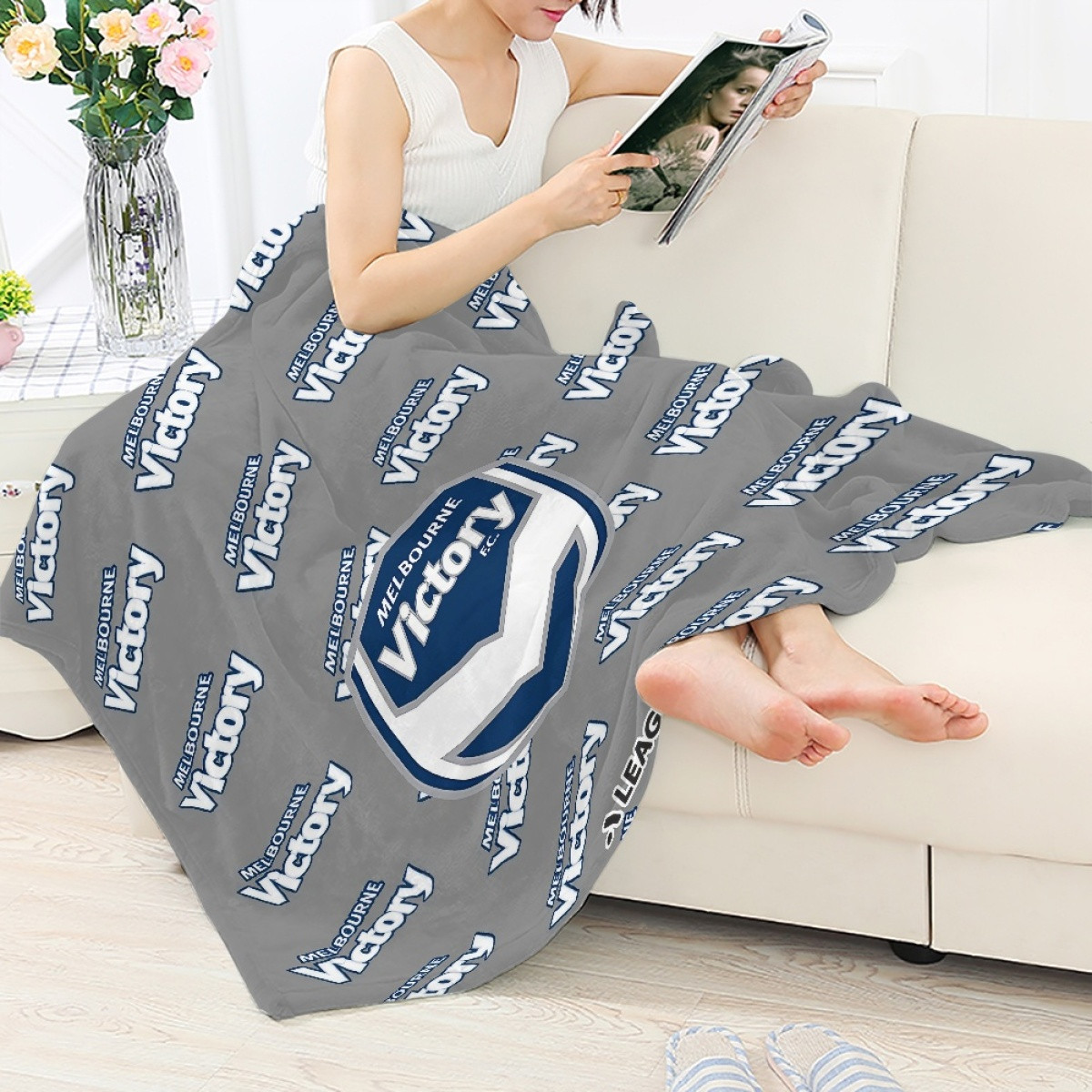Melbourne Victory FC Blanket Throw - Melbourne Football Club Medley Monogram Wordmark