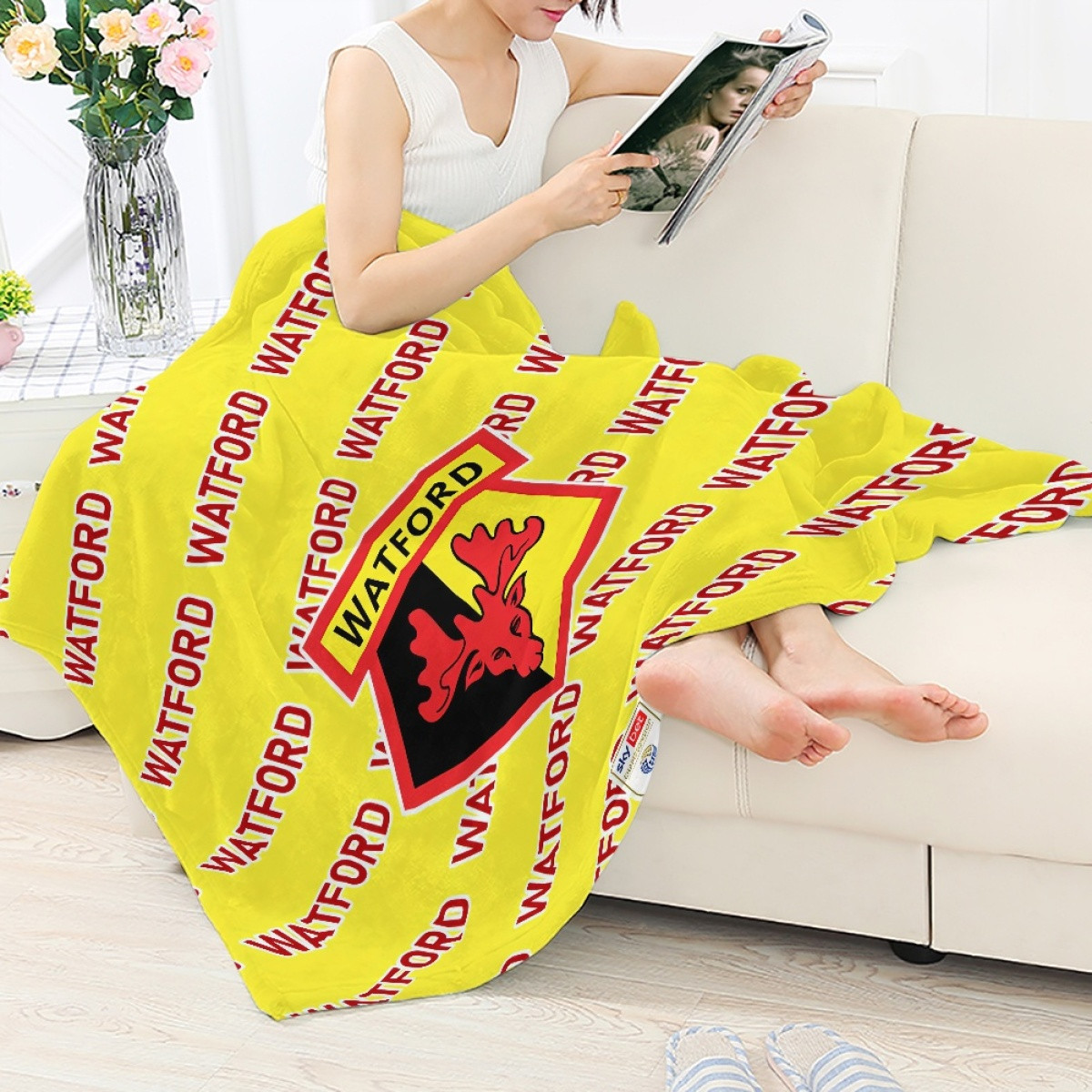 Watford FC Blanket Throw - Watford Football Club Medley Monogram Wordmark