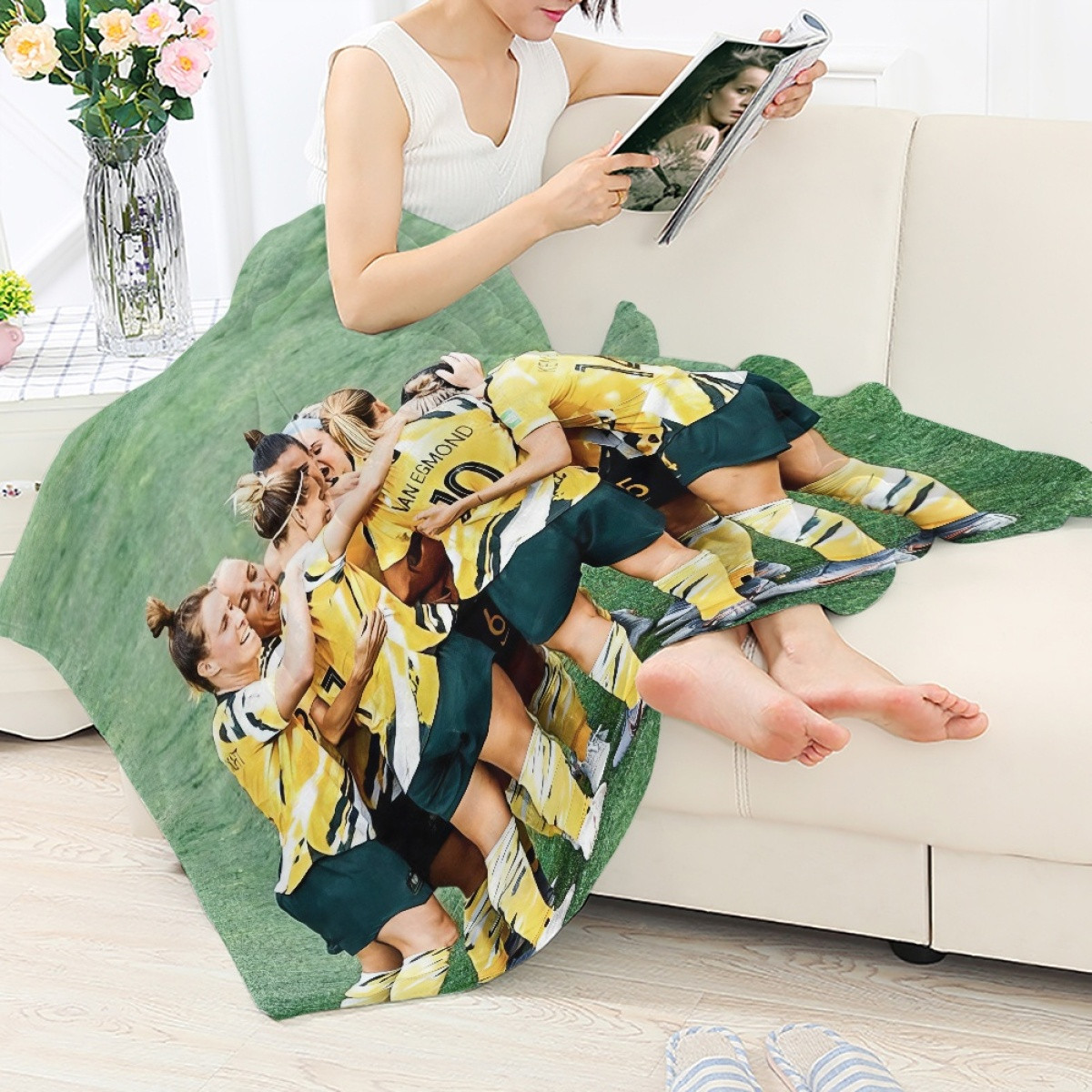 Australia Women's National Football Team Blanket Throw - Australia Women's National Football Team Celebration World Cup 2019