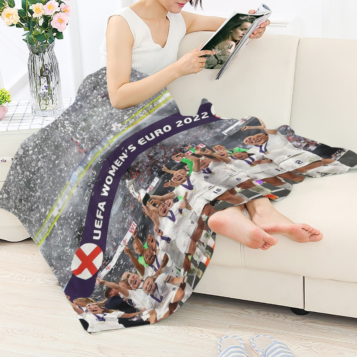 England Women's National Football Team Blanket Throw - England Women's National Football Team Euro 2020 Winning Celebration