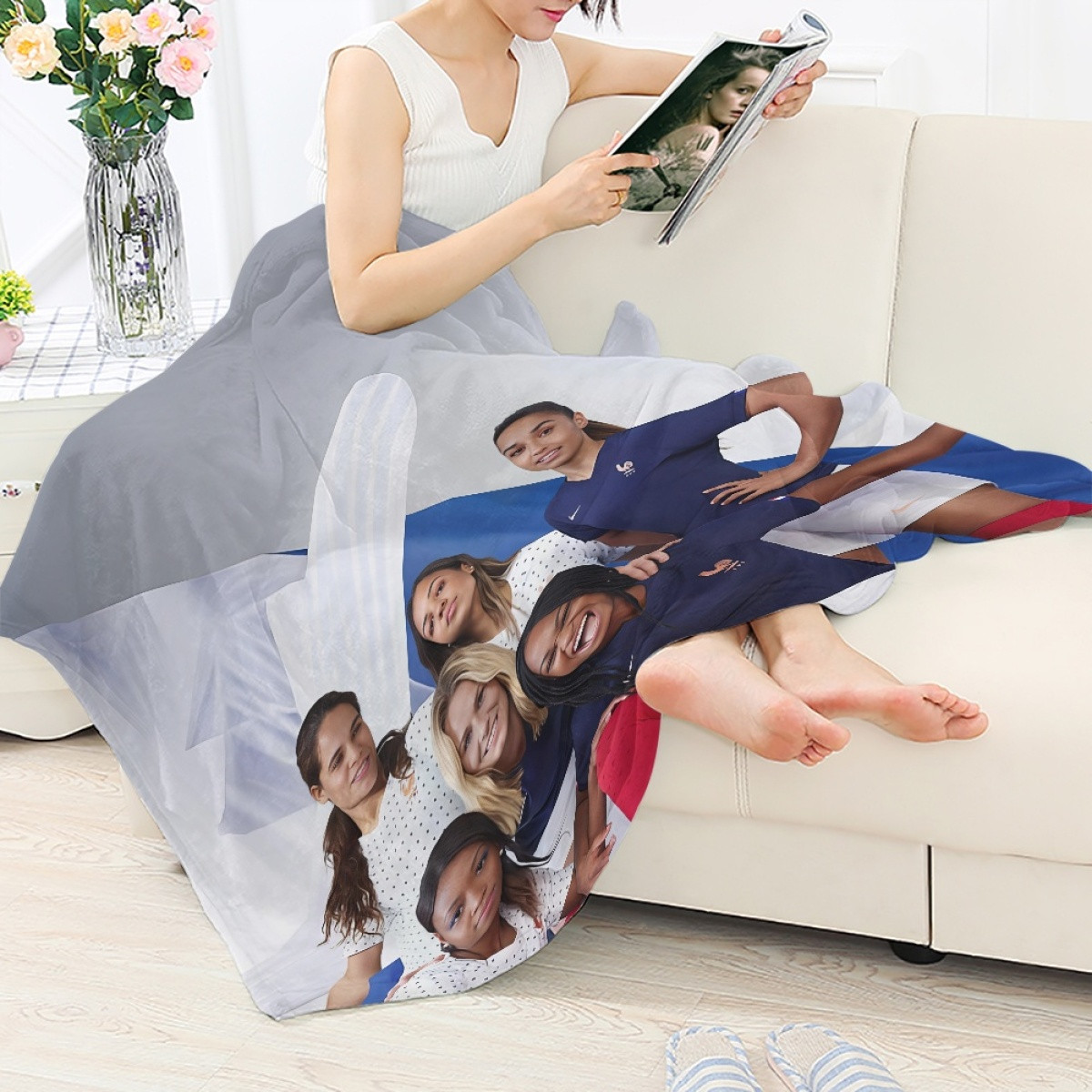 France Women's National Football Team Blanket Throw - France Women's National Football Team Nike FFF WWC19 Shoot
