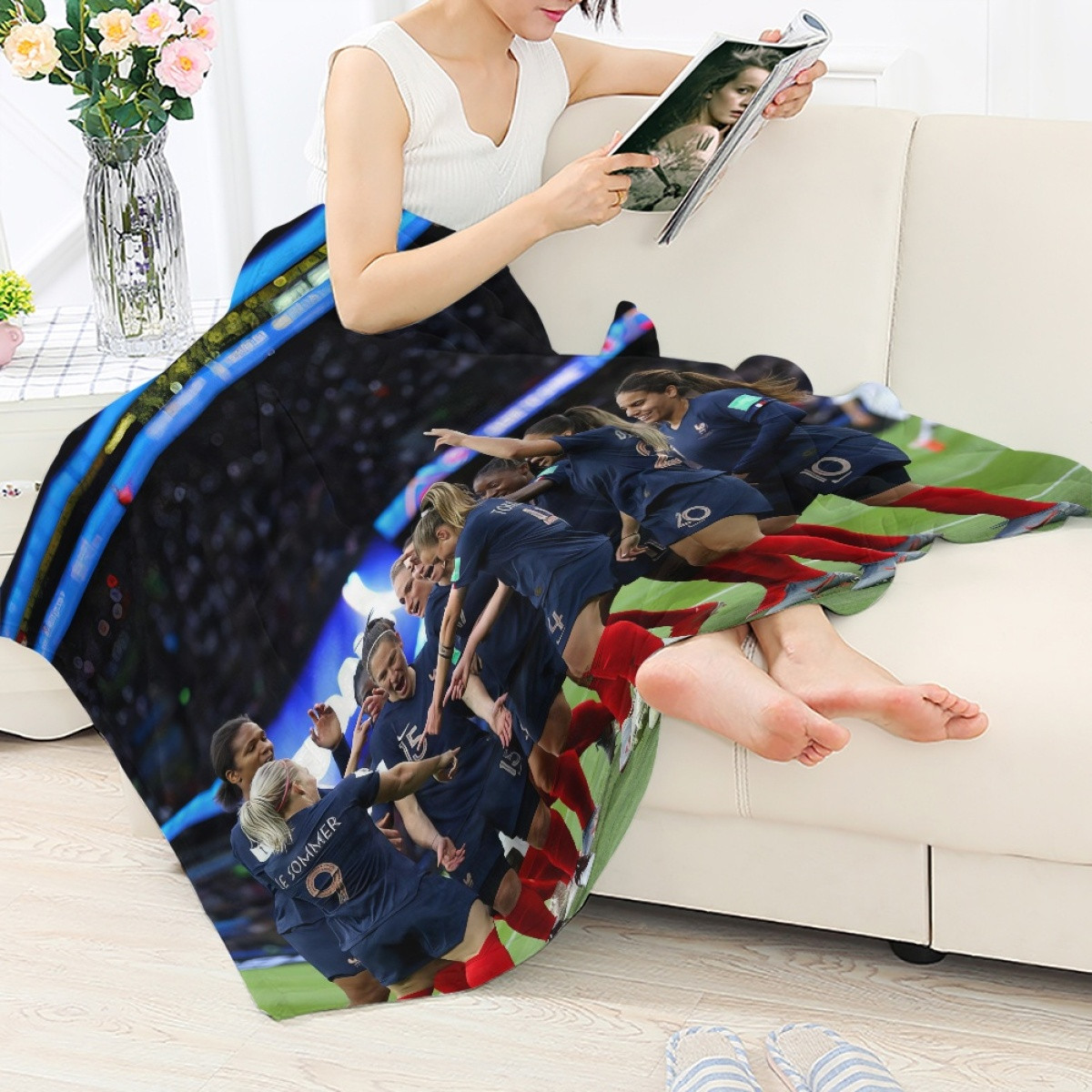 France Women's National Football Team Blanket Throw - France Women's National Football Team Winning Celebration Poster