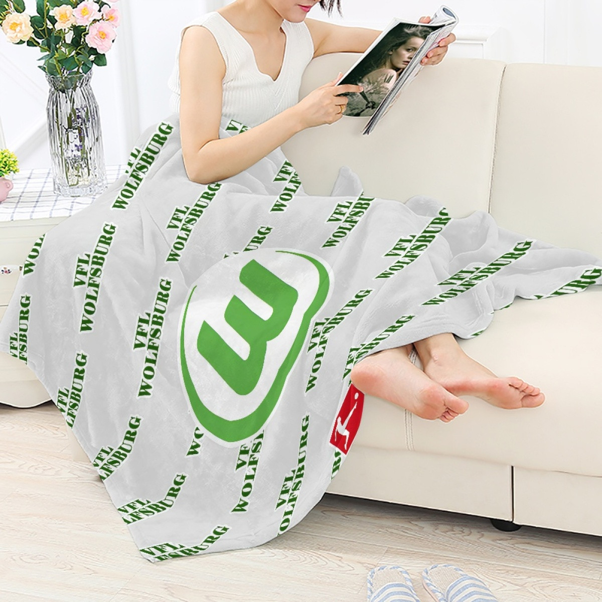 VFL Wolfsburg Football Club Blanket Throw - Wolfsburg Football Club Medley Monogram Wordmark