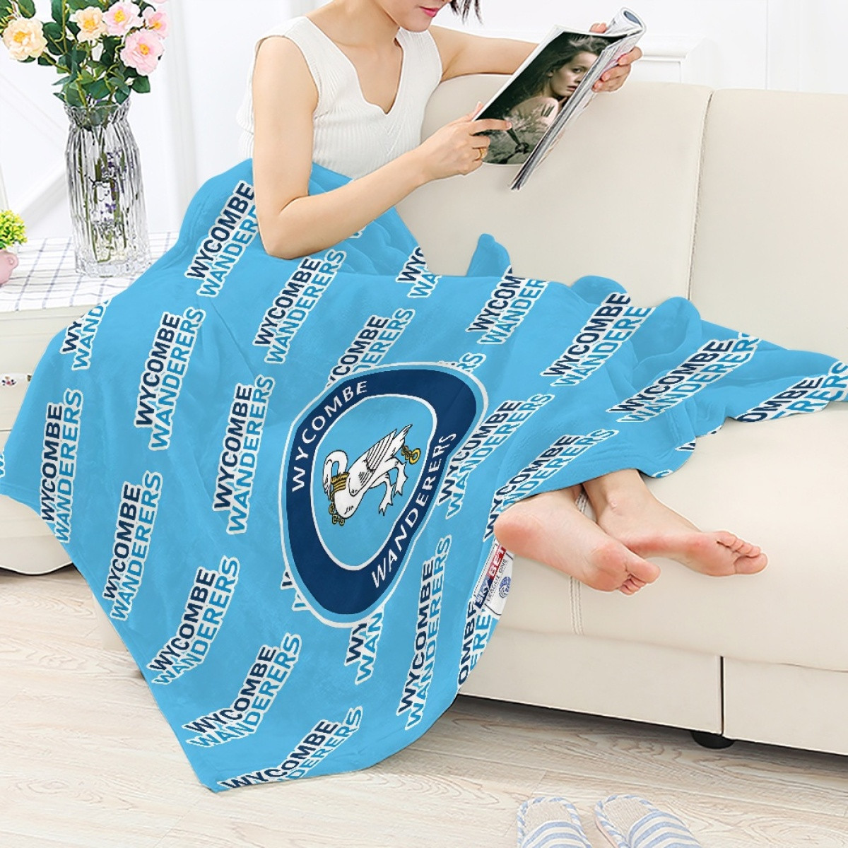 Wycombe Wanderers FC Blanket Throw - Wanderers Football Club Medley Monogram Wordmark