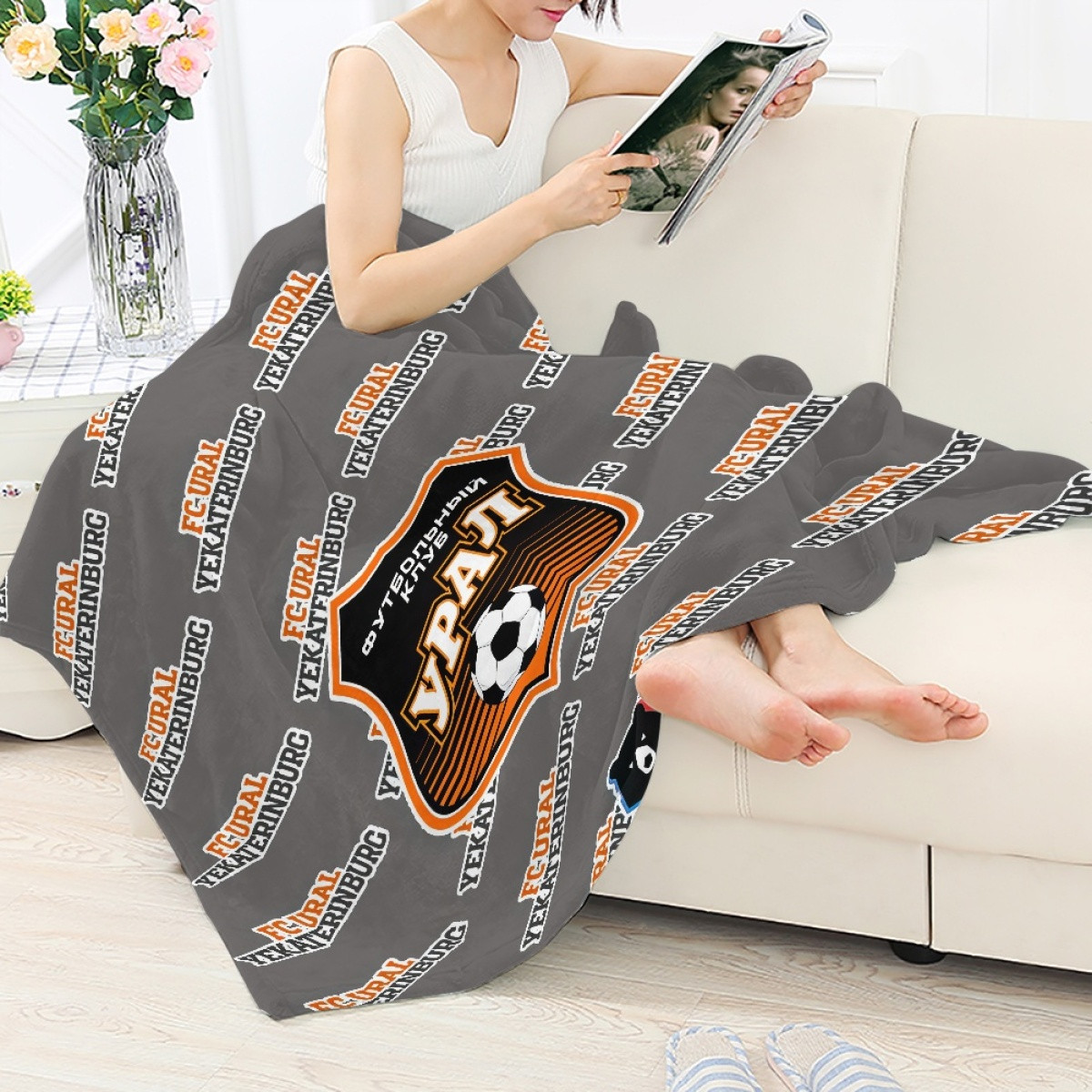 FC Ural Yekaterinburg Blanket Throw - Yekaterinburg Football Club Medley Monogram Wordmark