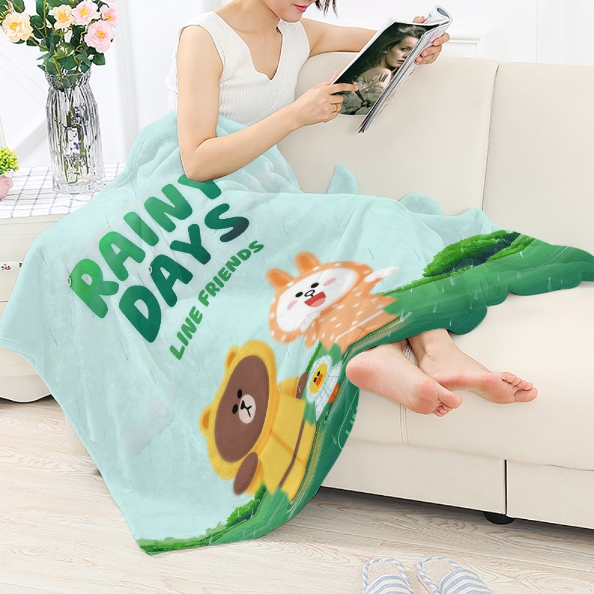 Lines Friends Blanket Throw - Lines Friends Rainy Day Poster