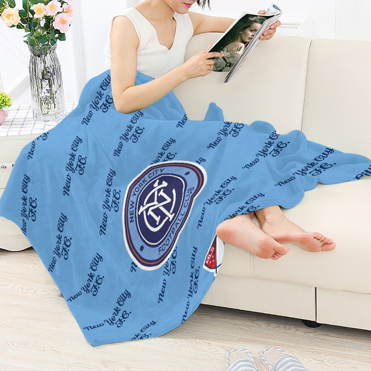 MLS New York City FC Blanket Throw - New York City Football Club Medley Monogram Wordmark