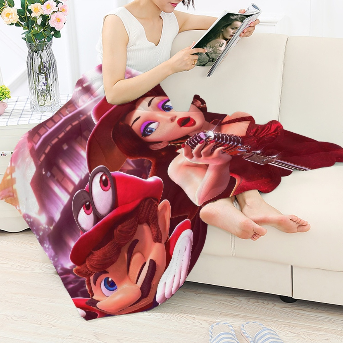 Super Mario Blanket Throw - Super Mario Pauline Singing New Donk City