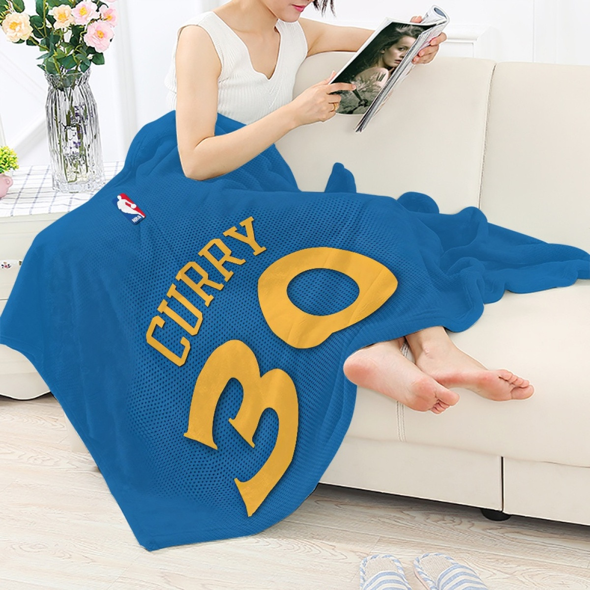 NBA Stephen Curry Blanket Throw - Stephen Curry Golden State Warriors No. 30 Jersey Blue