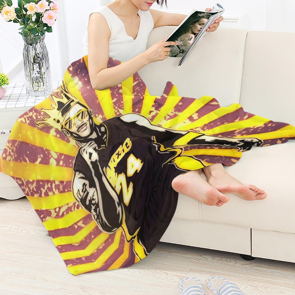 NBA Kobe Bryant Blanket Throw - Kobe Bryant Los Angeles Lakers 24 KIng PopArt Poster