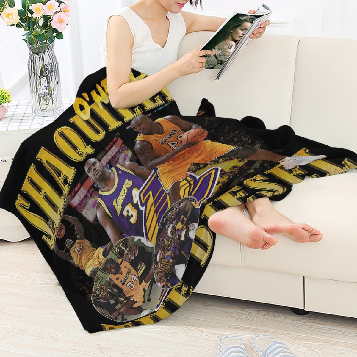 NBA Shaquille O'Neal Blanket Throw - Shaquille O'Neal Los Angeles Lakers 34 The Diesel Poster