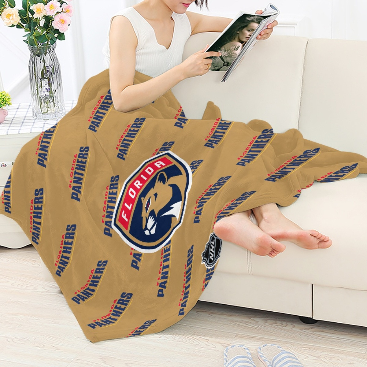 NHL Florida Panthers Blanket Throw - Florida Panthers Medley Monogram Wordmark
