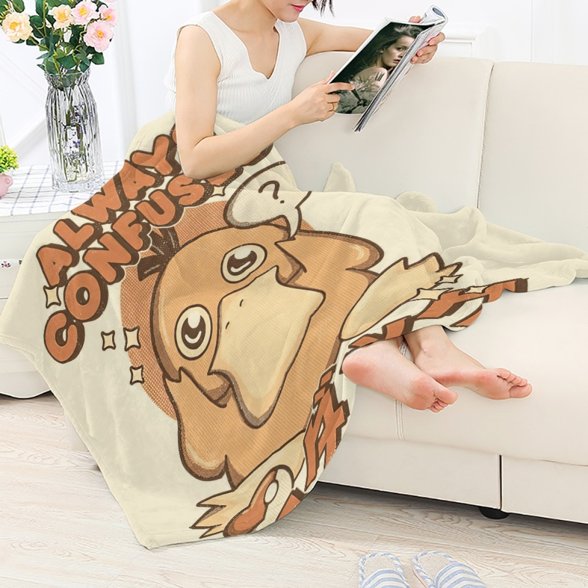 Pokemon Psyduck Blanket Throw - Psyduck Always Confused Cartoon Art