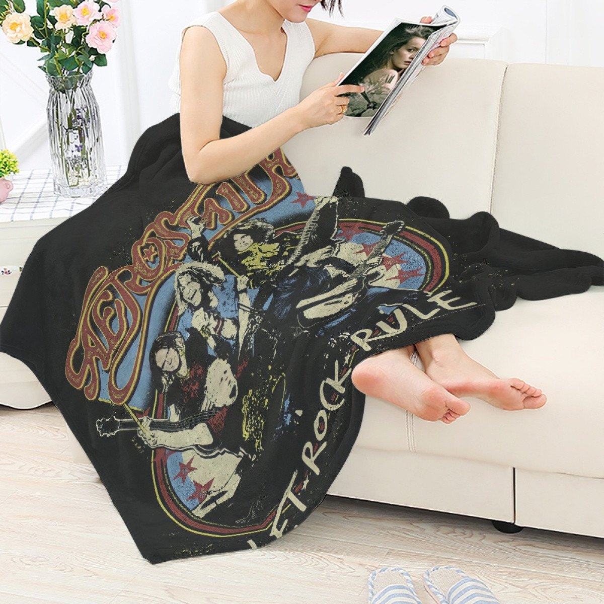 Aerosmith Blanket Throw - Aerosmith Let Rock Rule Tour Poster