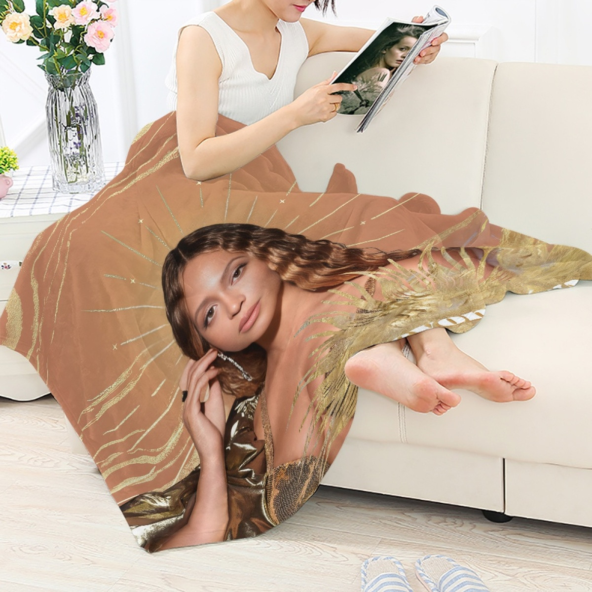 Beyonce Blanket Throw - Beyonce Portrait On 2023 Grammy Awards