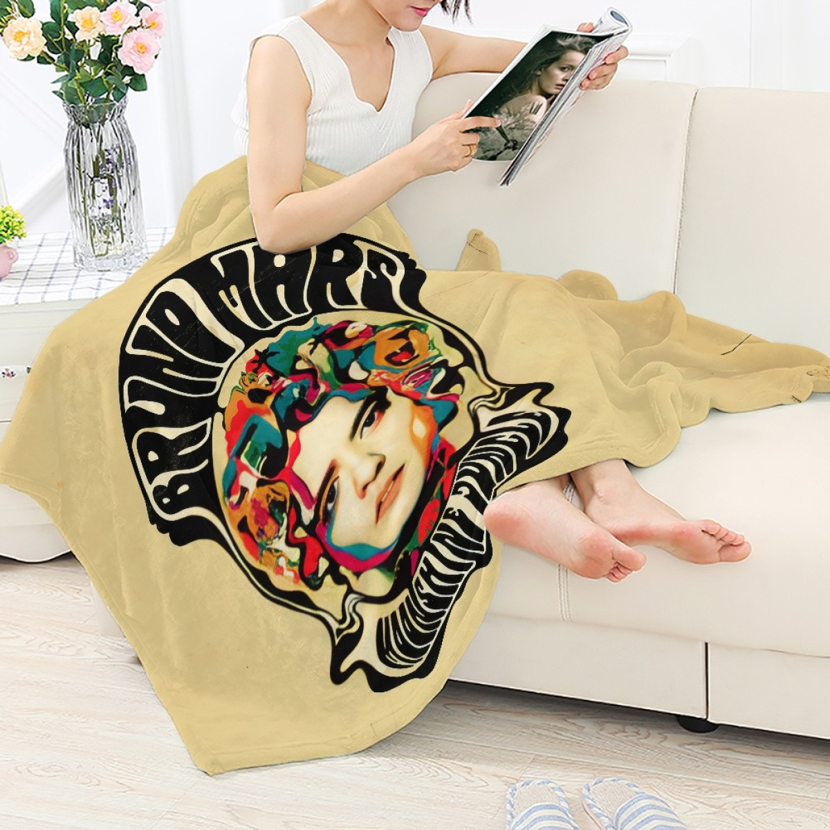 Bruno Mars Blanket Throw - Bruno Mars Word Art Portrait