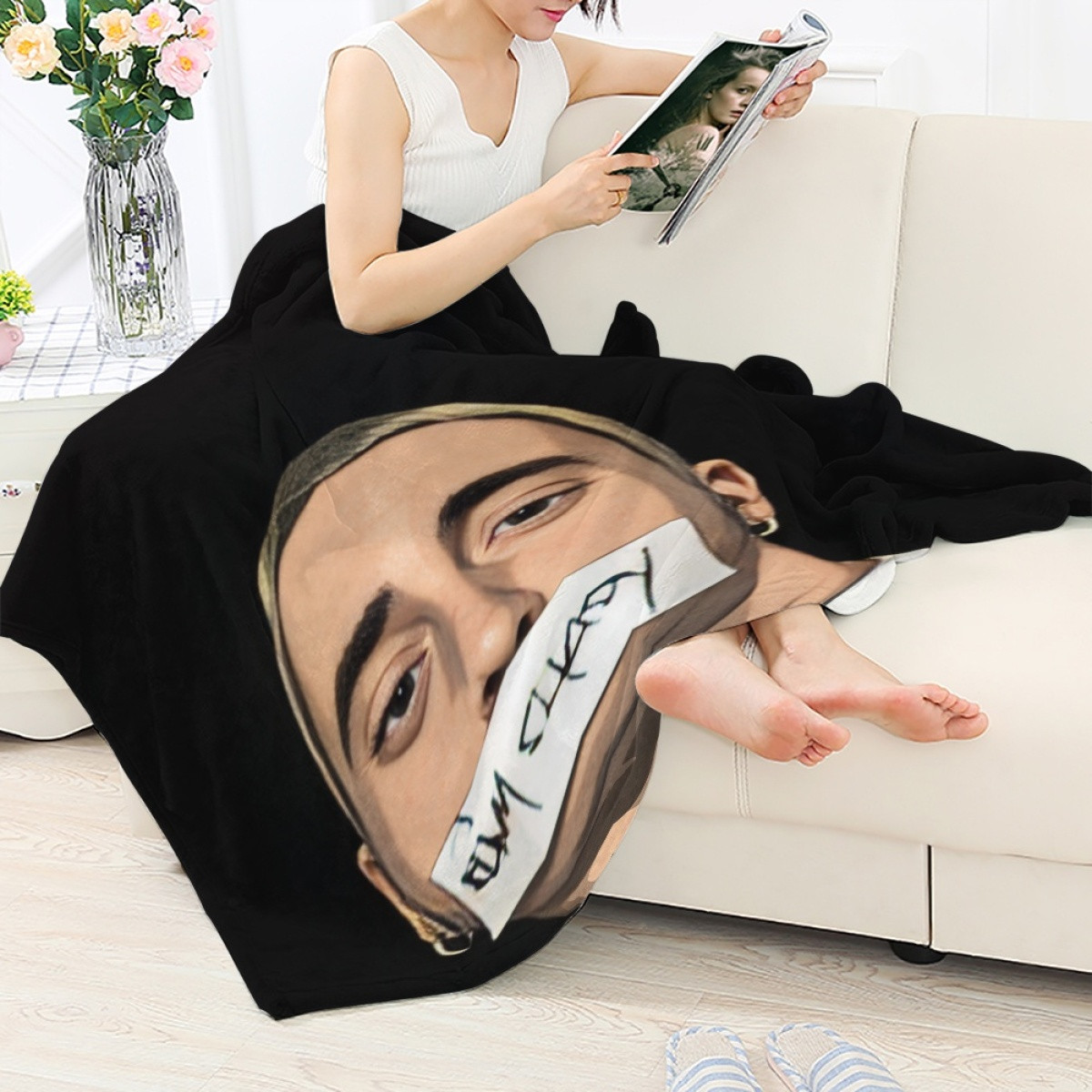 Eminem Blanket Throw - Eminem Slim Shady Illustration