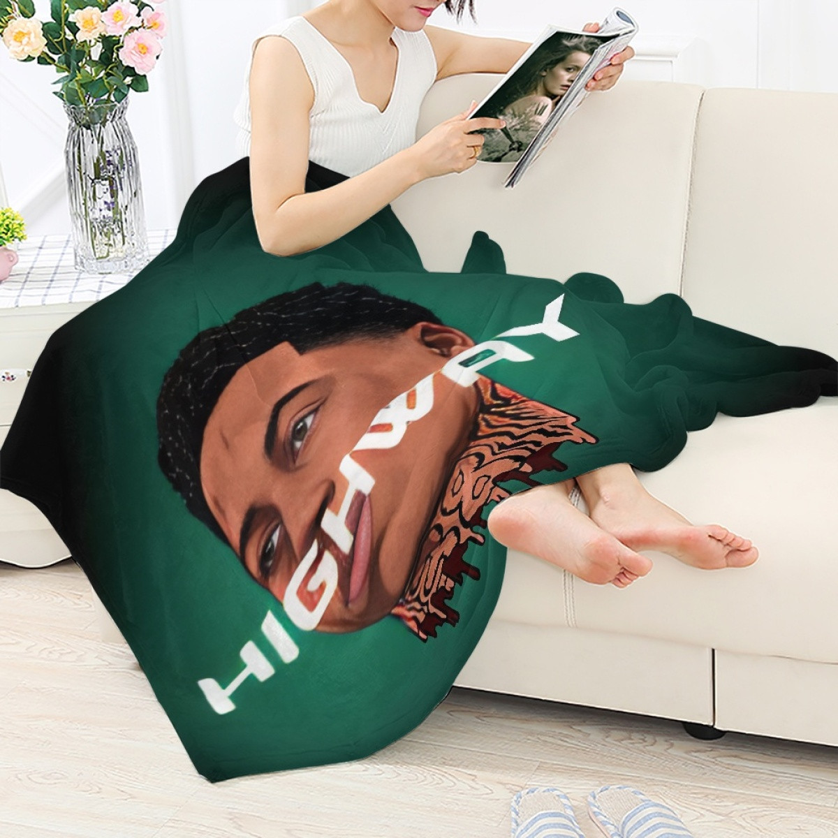 NBA Youngboy Blanket Throw - NBA Youngboy Head Illustration Highway