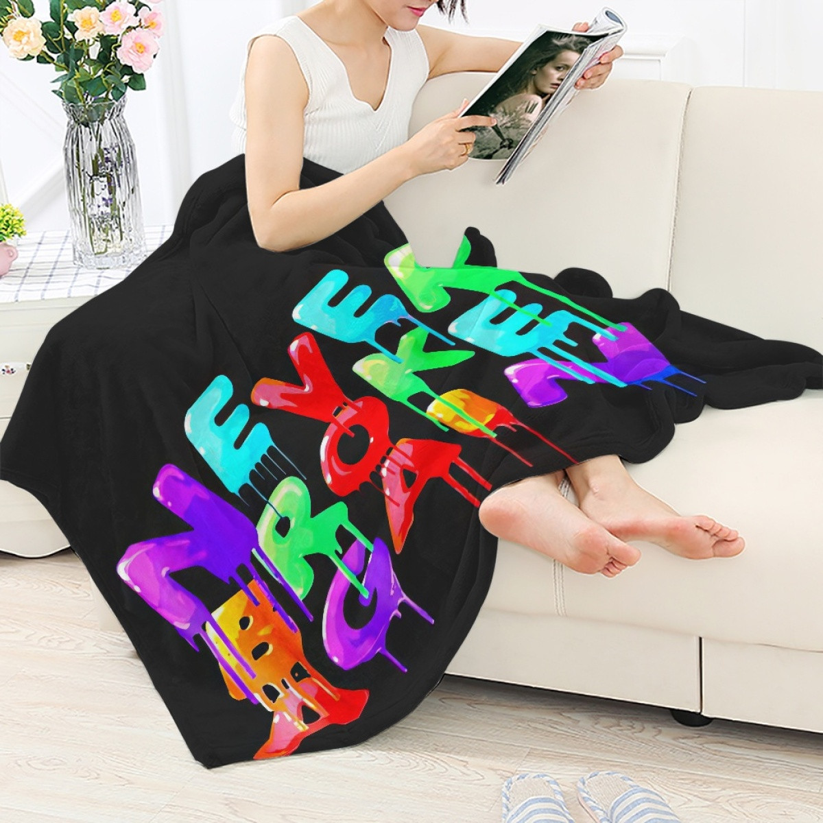 NBA Youngboy Blanket Throw - NBA Youngboy Never Broke Again Logo Melting On Black Background