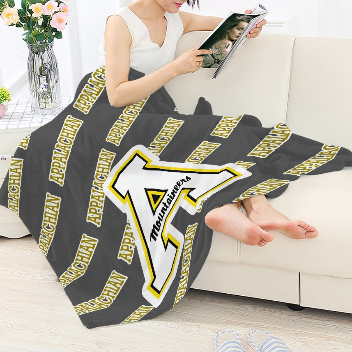 Appalachian State Mountaineers Blanket Throw - Appalachian State Mountaineers College Football Medley Monogram Wordmark