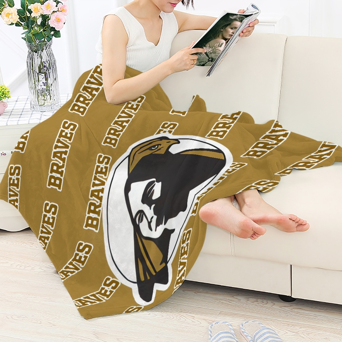 Braves University of North Carolina at Pembroke Blanket Throw - Braves University of North Carolina at Pembroke College Football Medley Monogram Wordmark
