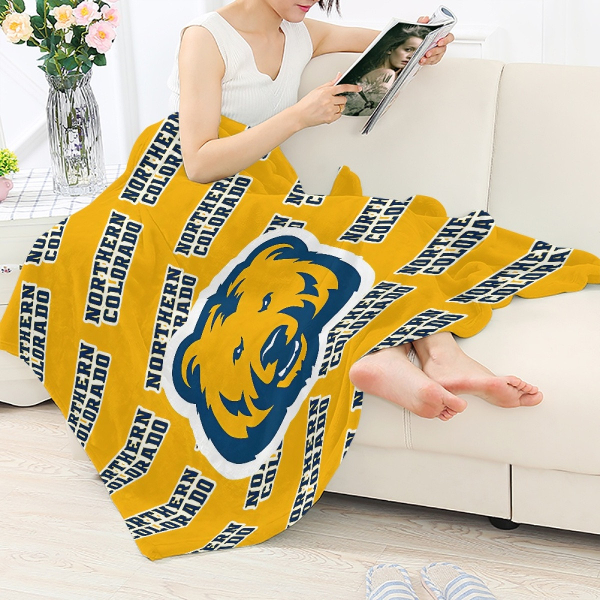 Northern Colorado Bears Blanket Throw - University of Northern Colorado Bears College Football Medley Monogram Wordmark
