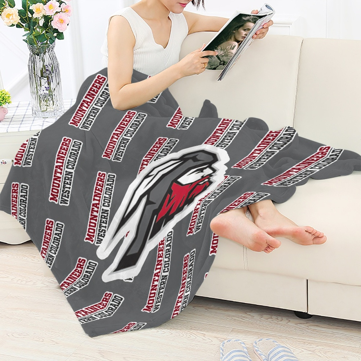Mountaineers Western Colorado University Blanket Throw - Mountaineers Western Colorado University College Football Medley Monogram Wordmark