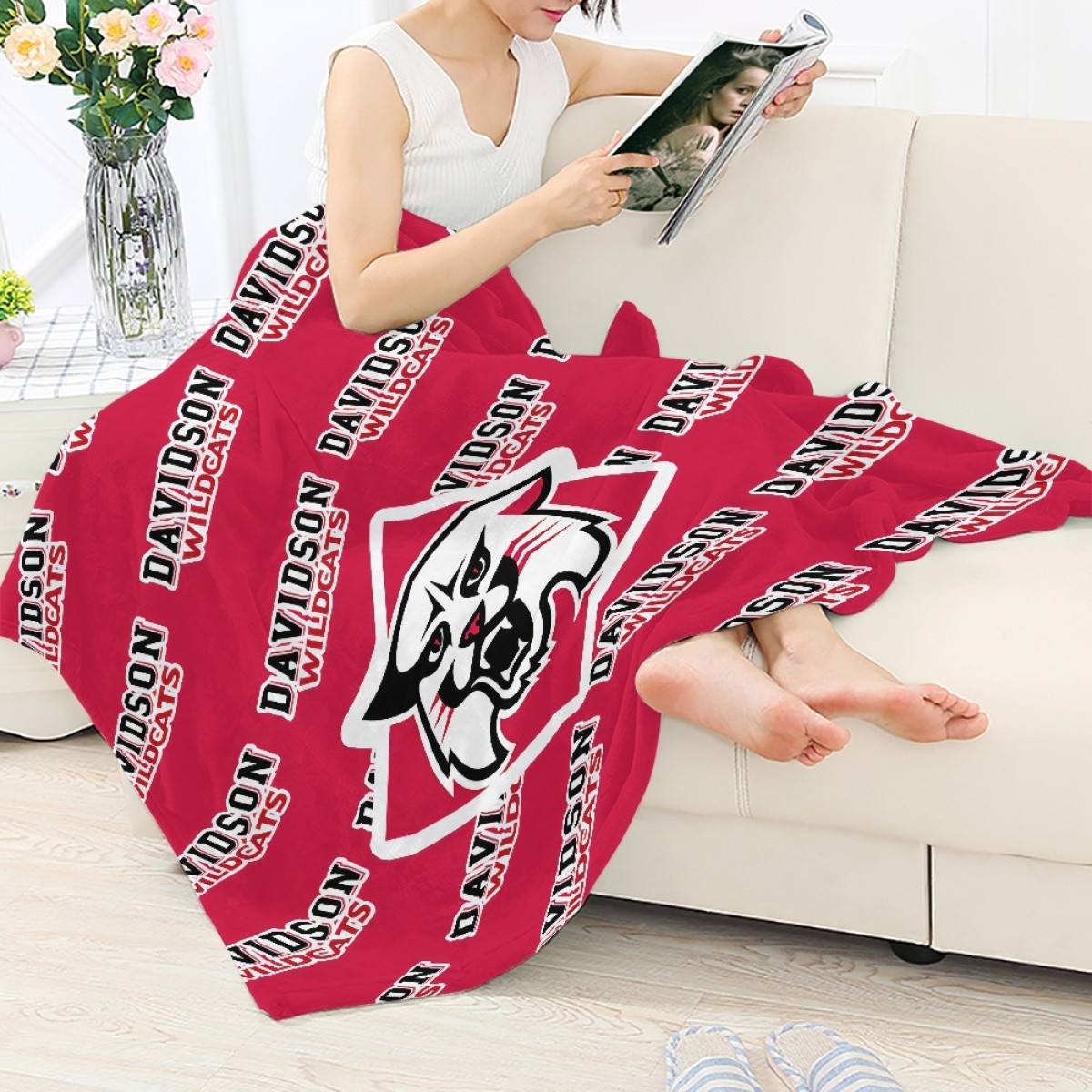 Davidson Wildcats Blanket Throw - Davidson College Wildcats College Football Medley Monogram Wordmark