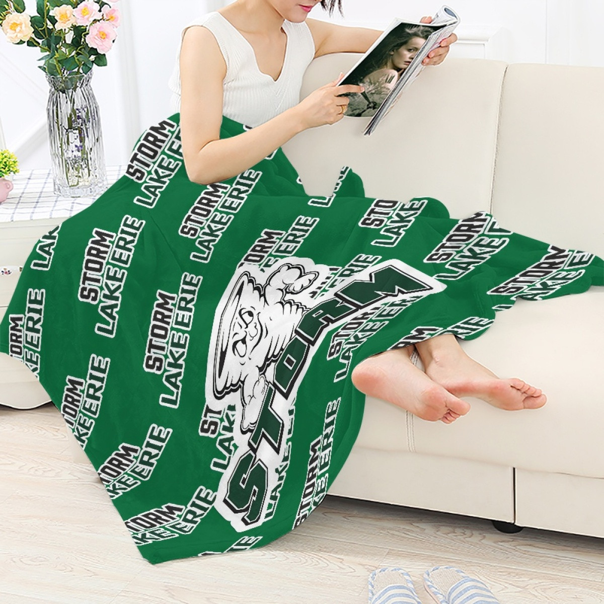 Storm Lake Erie College Blanket Throw - Storm Lake Erie College College Football Medley Monogram Wordmark