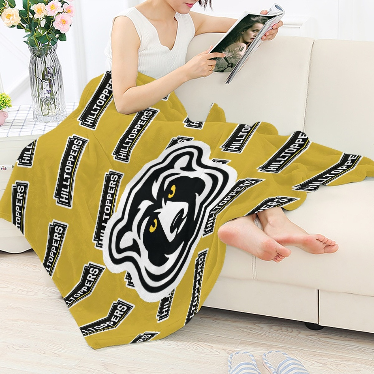 Hilltoppers West Liberty University Blanket Throw - Hilltoppers West Liberty University College Football Medley Monogram Wordmark