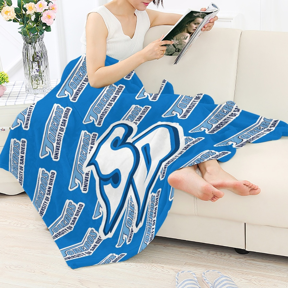 San Diego Toreros Blanket Throw - University of San Diego Toreros College Football Medley Monogram Wordmark