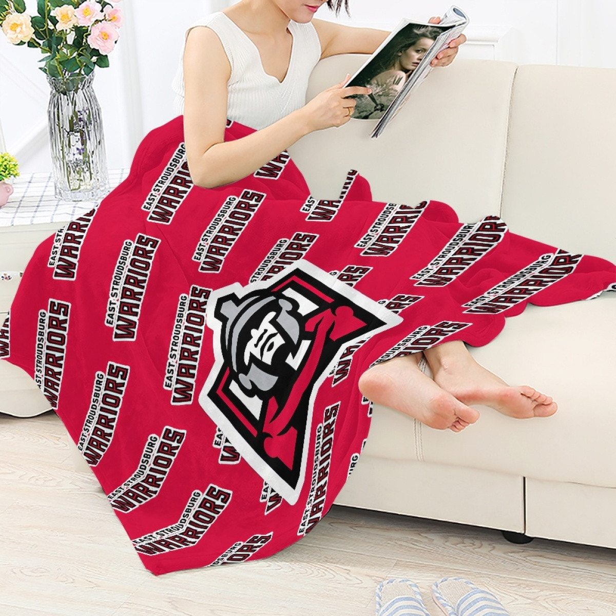Warriors East Stroudsburg University of Pennsylvania Blanket Throw - Warriors East Stroudsburg University of Pennsylvania College Football Medley Monogram Wordmark