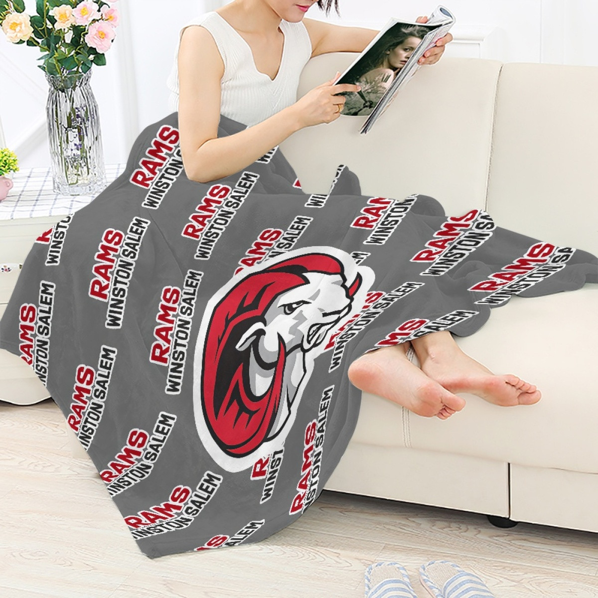 Rams Winston Salem State University Blanket Throw - Rams Winston Salem State University College Football Medley Monogram Wordmark