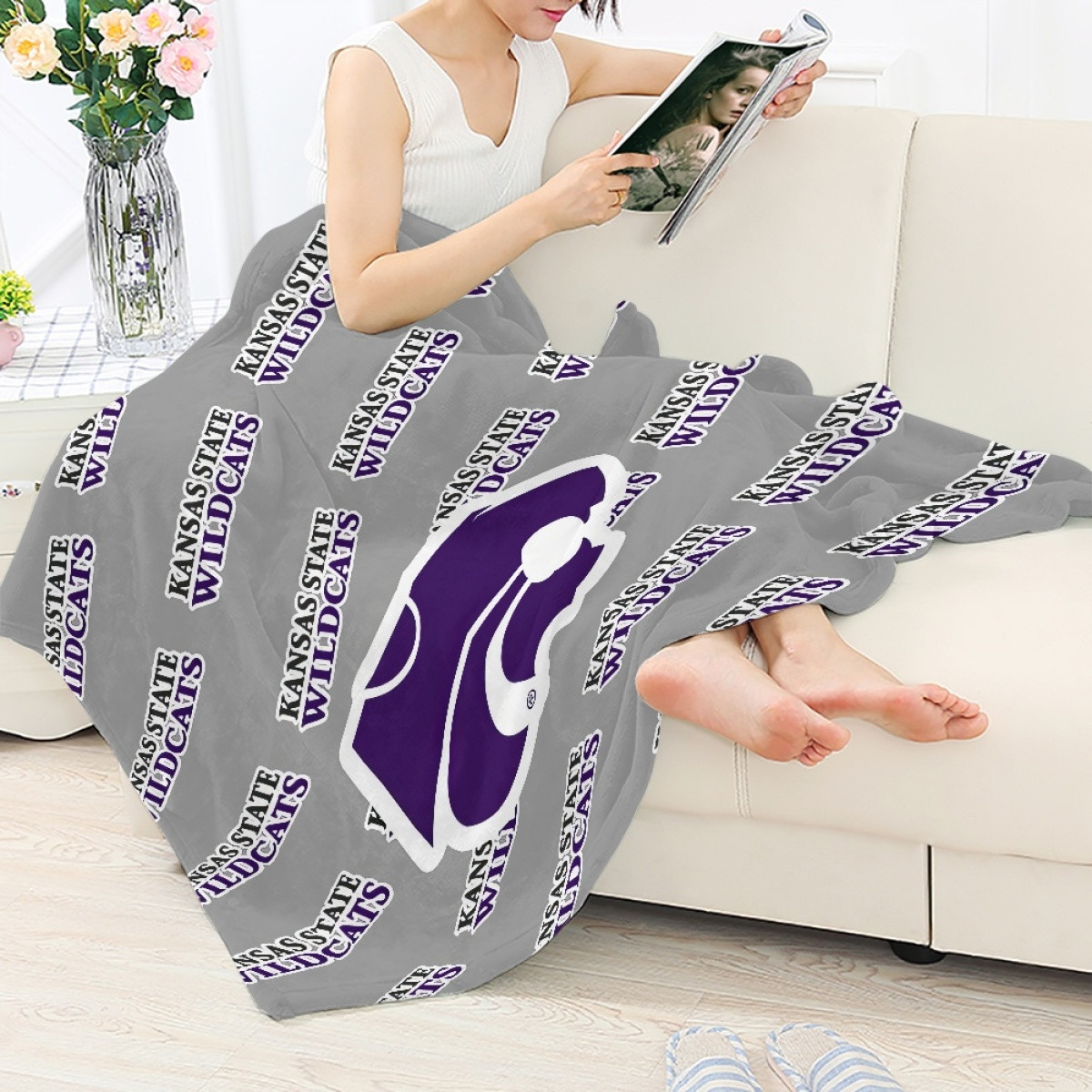 Kansas State Wildcats Blanket Throw - Kansas State Wildcats College Football Medley Monogram Wordmark