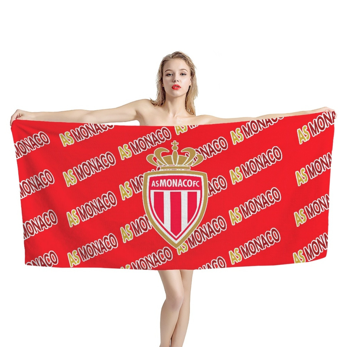AS Monaco Football Club Bath Beach Towel - Monaco Football Club Medley Monogram Wordmark