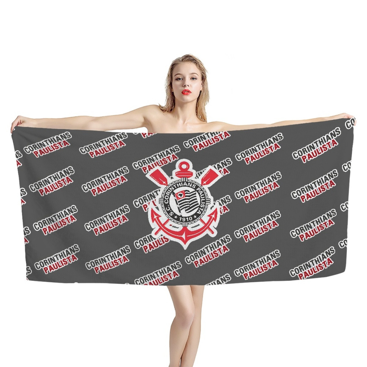 Sport Club Corinthians Paulista Bath Beach Towel - Sport Club Corinthians Paulista Football Club Medley Monogram Wordmark