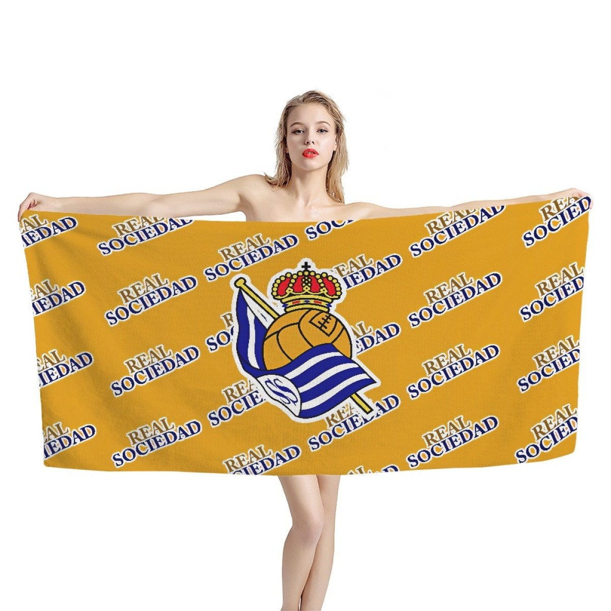 Real Sociedad Bath Beach Towel - Sociedad Football Club Medley Monogram Wordmark